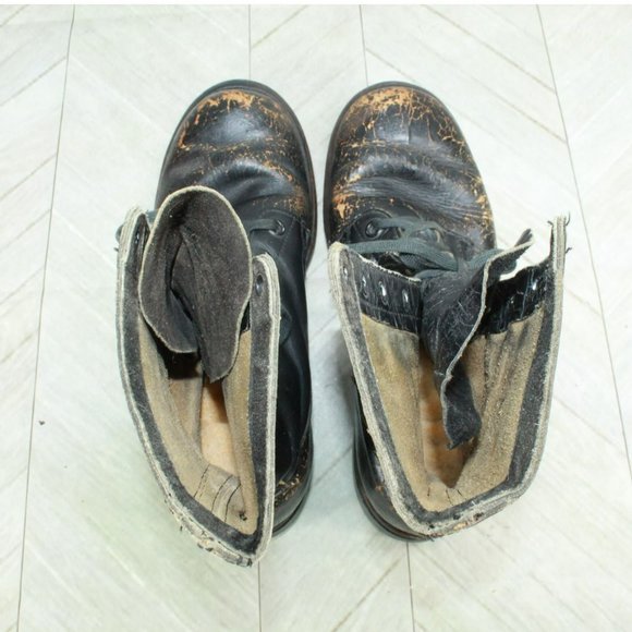 *Vintage Panco Black Leather Lace Up Mid Calf Military Boots Size - Picture 8 of 9